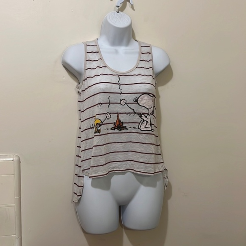 Women’s Mighty Fine presents Peanuts S’mores/Snoopy & Woodstock Sheer Tank Top - Picture 3 of 10